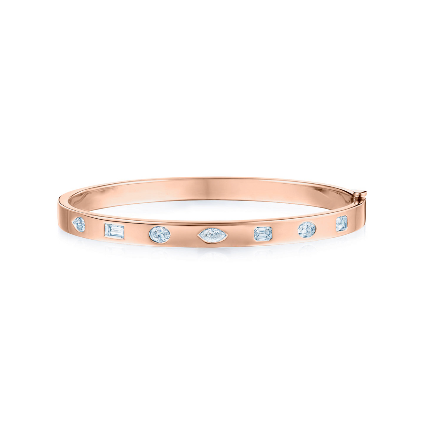 Kwiat Stackable Slim Bangle in 18k Rose Gold & 1ct Mixed Shape Diamonds