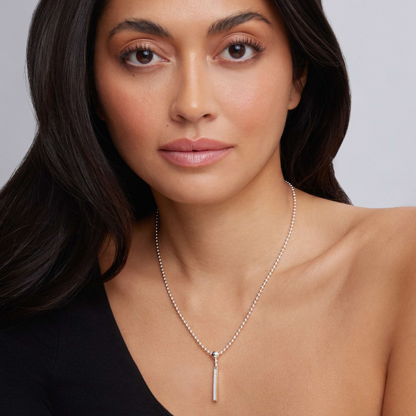 Lagos Linear Diamond Pendant Necklace in Sterling Silver