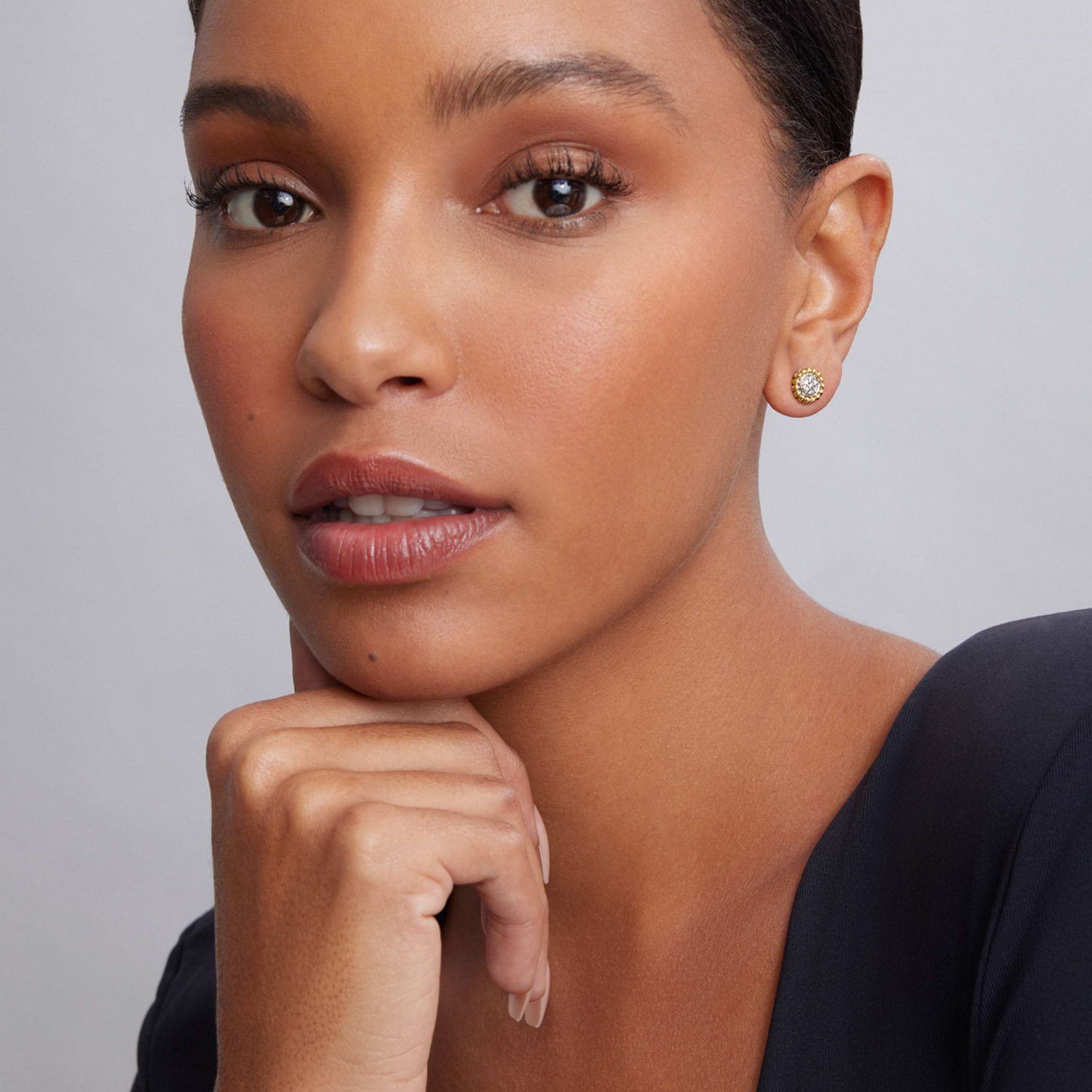 Lagos Two-Tone Caviar Diamond Stud Earrings