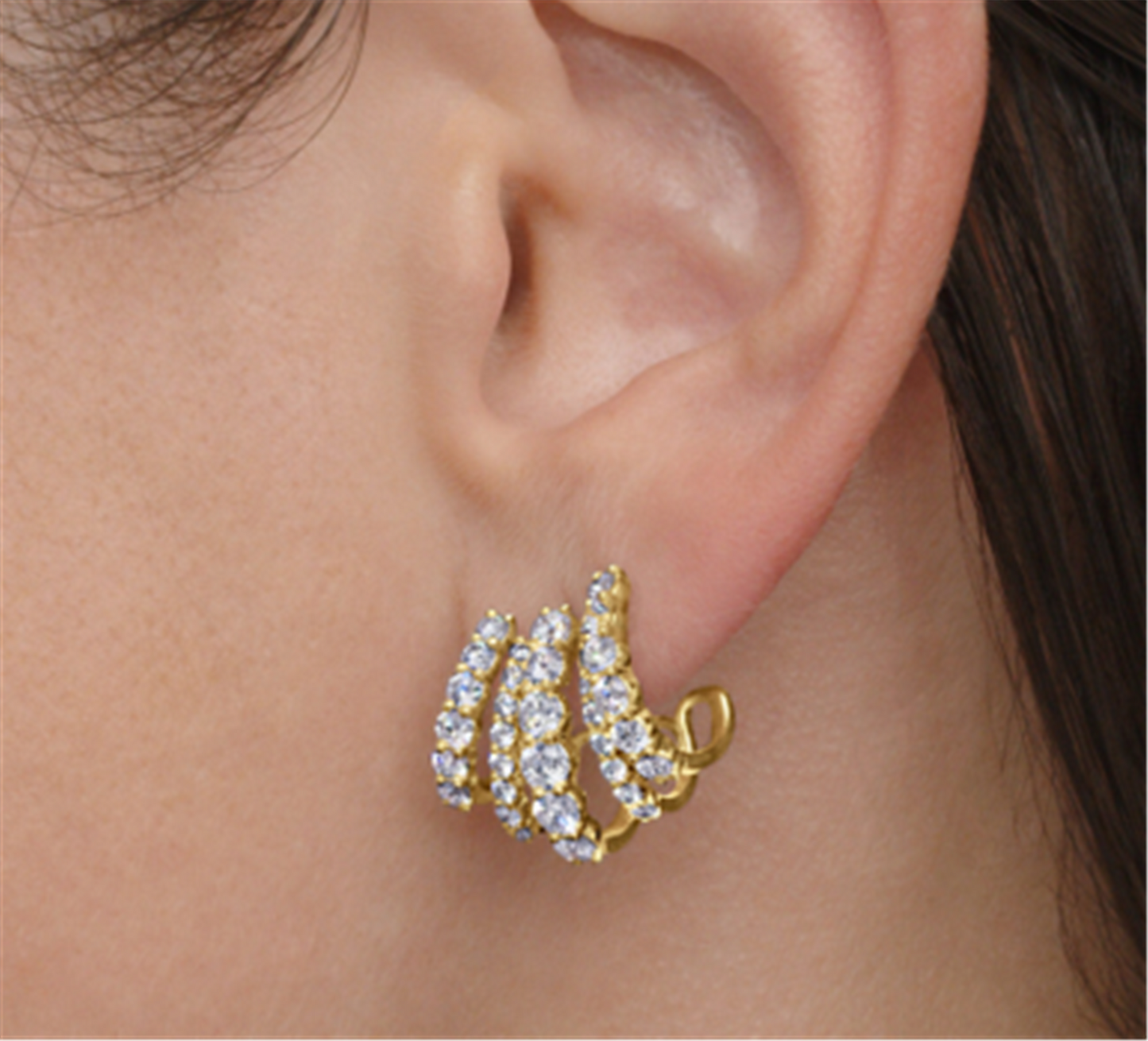 Kwiat Five-Row Huggie Diamond Earrings in 18k Gold