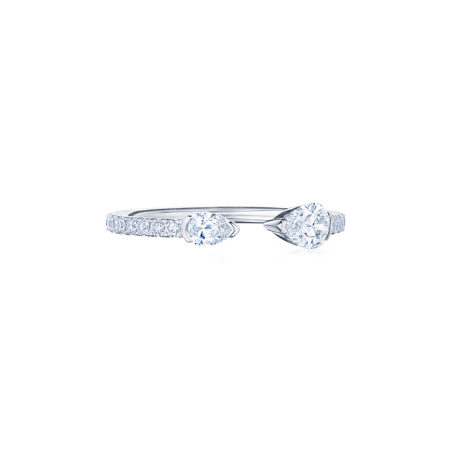 Kwiat Eclipse Open Ring w/ Pear Shape Diamonds in 18k White Gold & .70ct Diamonds