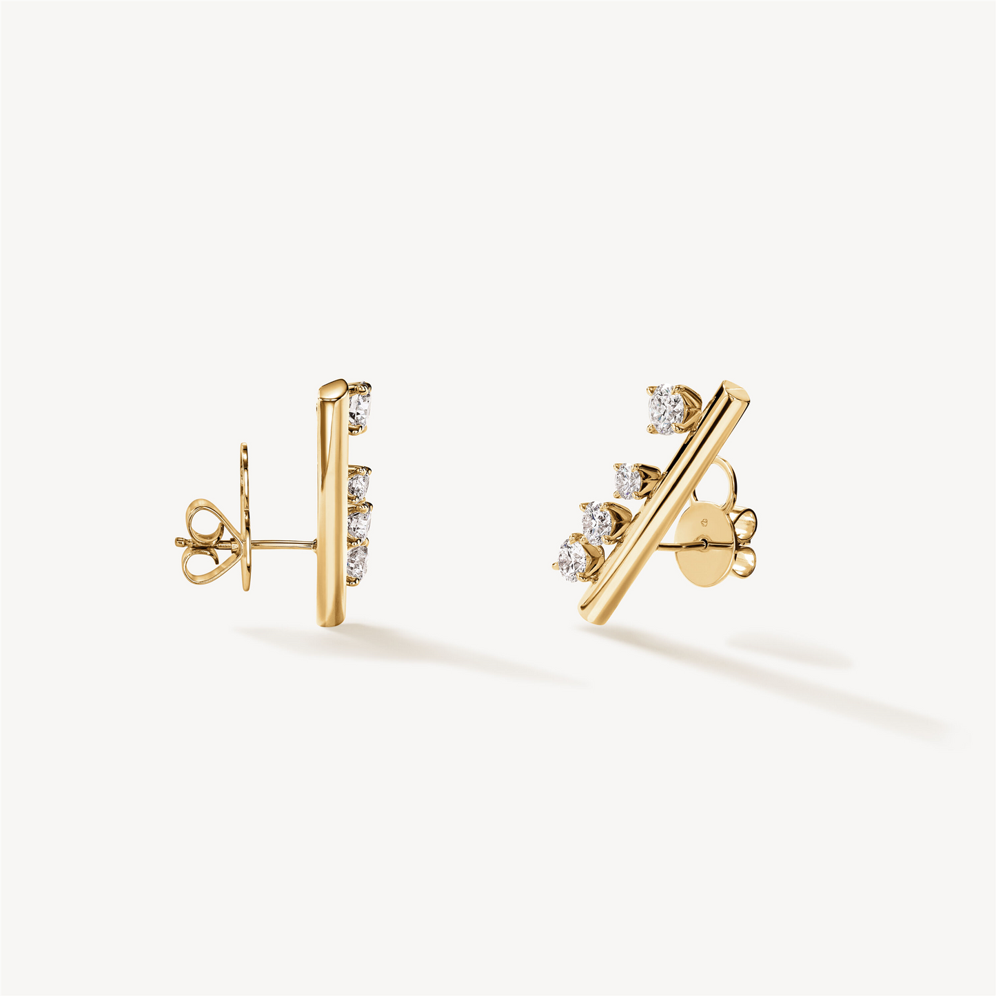 Hearts On Fire Barre Floating Large Diamond Climber Earrings in 18k Yellow Gold