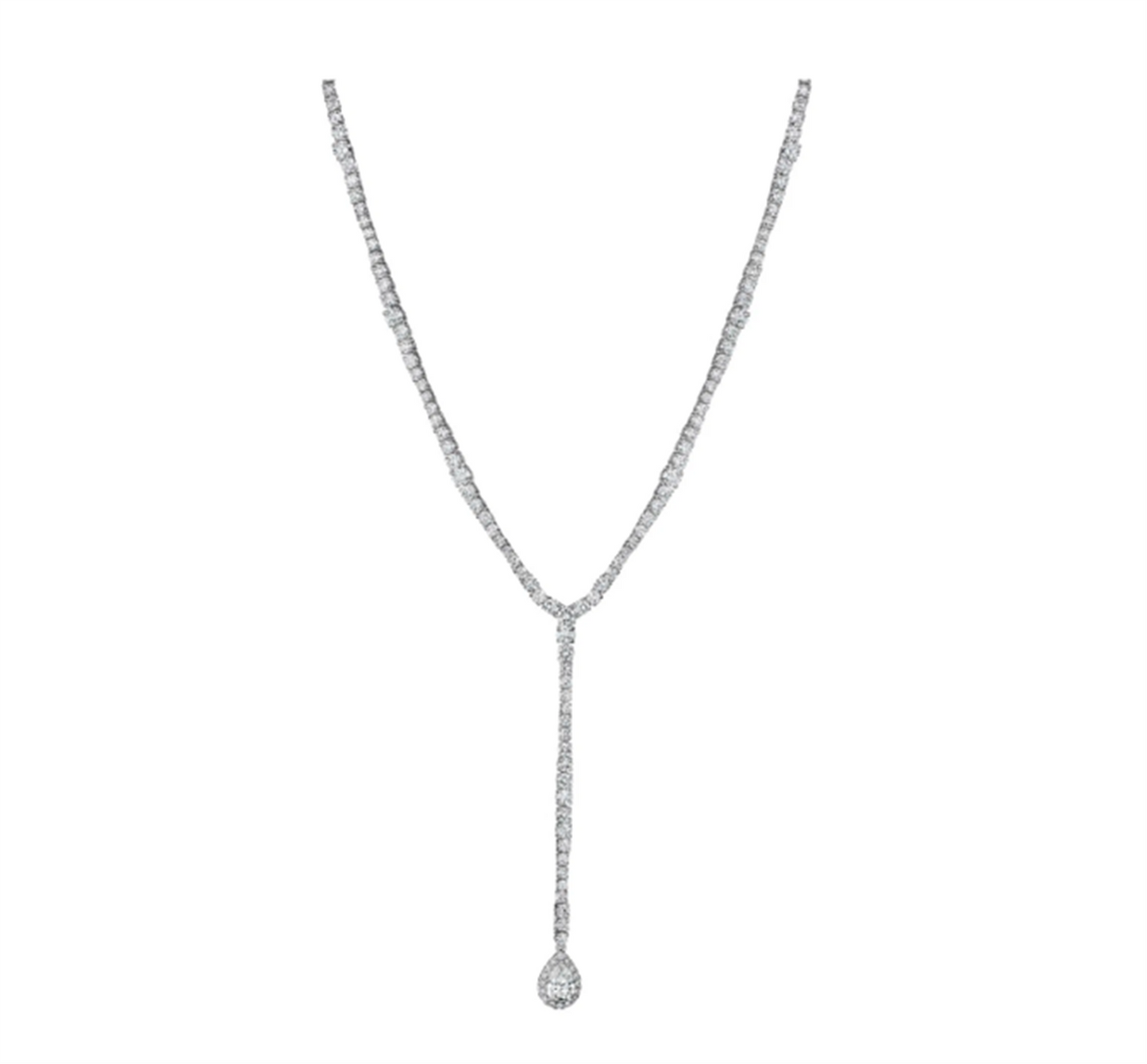 Penny Preville Wave Y Necklace with Pear Cut Diamond