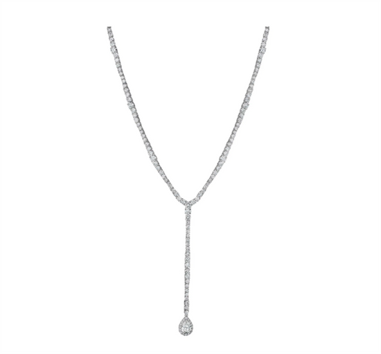 Penny Preville Wave Y Necklace with Pear Cut Diamond