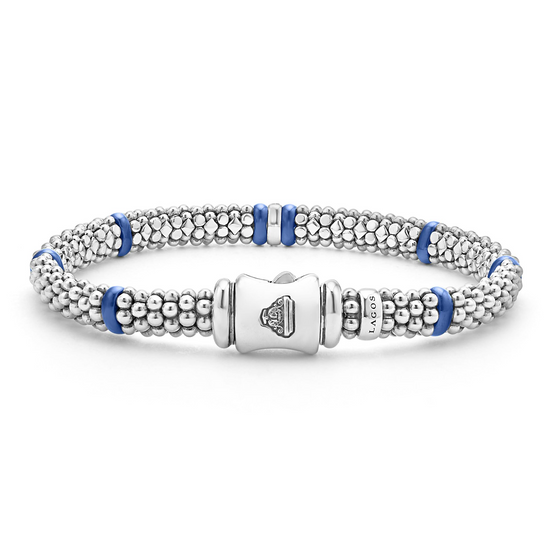 Lagos Ultramarine Single Station Diamond Caviar Bracelet