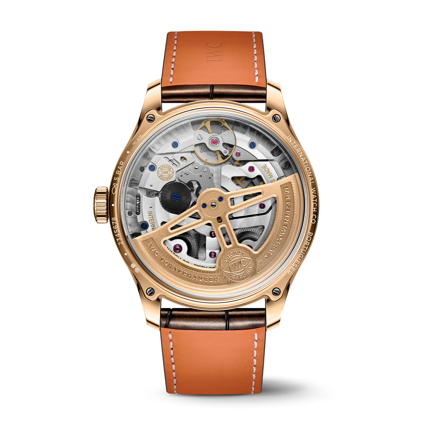 IWC Schaffhausen 18k Yellow Gold Portugieser Perpetual Calendar 44mm w/ Silver Dial and Dark Brown Gator Strap