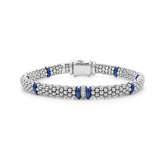 Lagos Ultramarine Single Station Diamond Caviar Bracelet