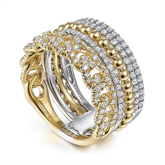 Gabriel & Co. Two Tone Bujukan Diamond Stackable Ring