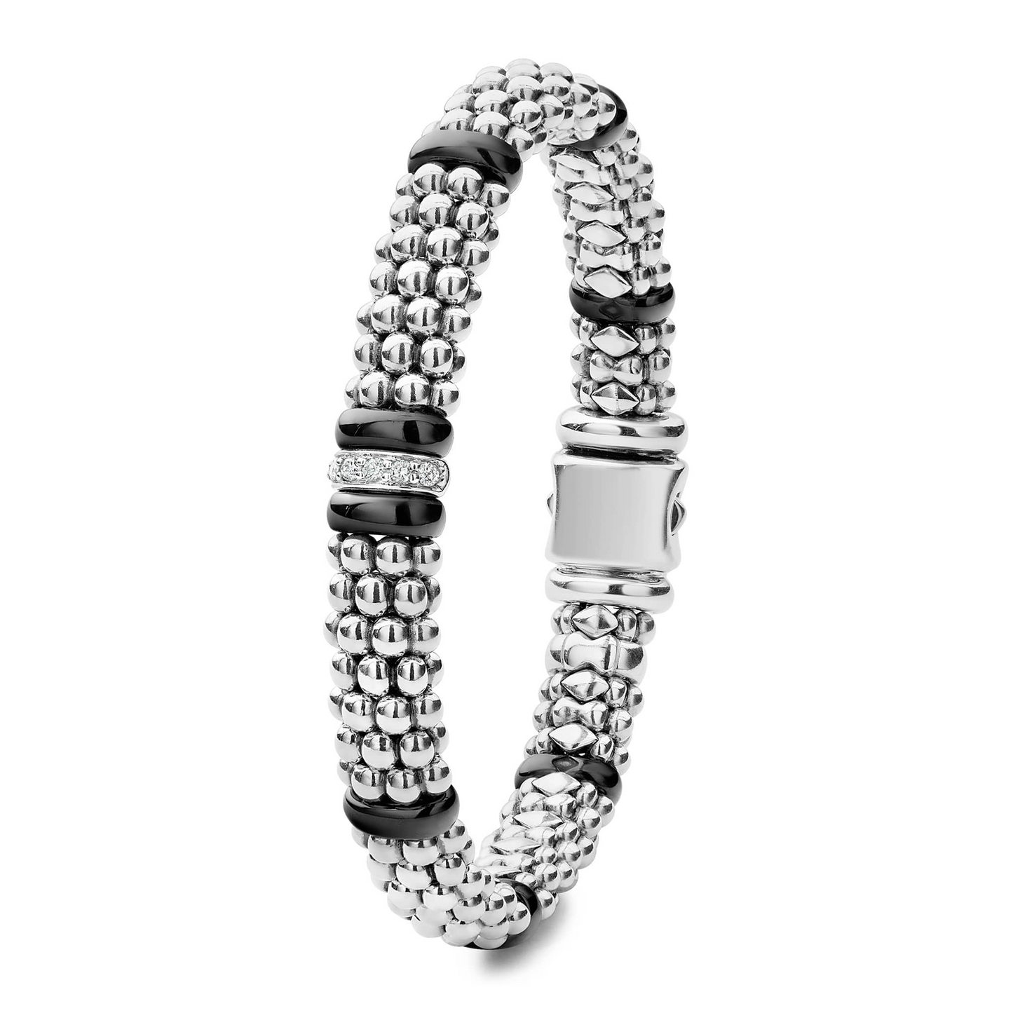 Lagos Black Single Station Diamond Caviar Bracelet
