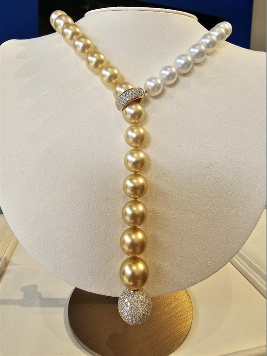 Load image into Gallery viewer, Mikimoto Golden South Sea Graduated Color Necklace
