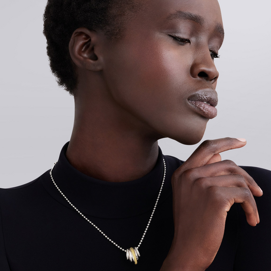 Lagos Two-Tone Five Ring Diamond Pendant Necklace