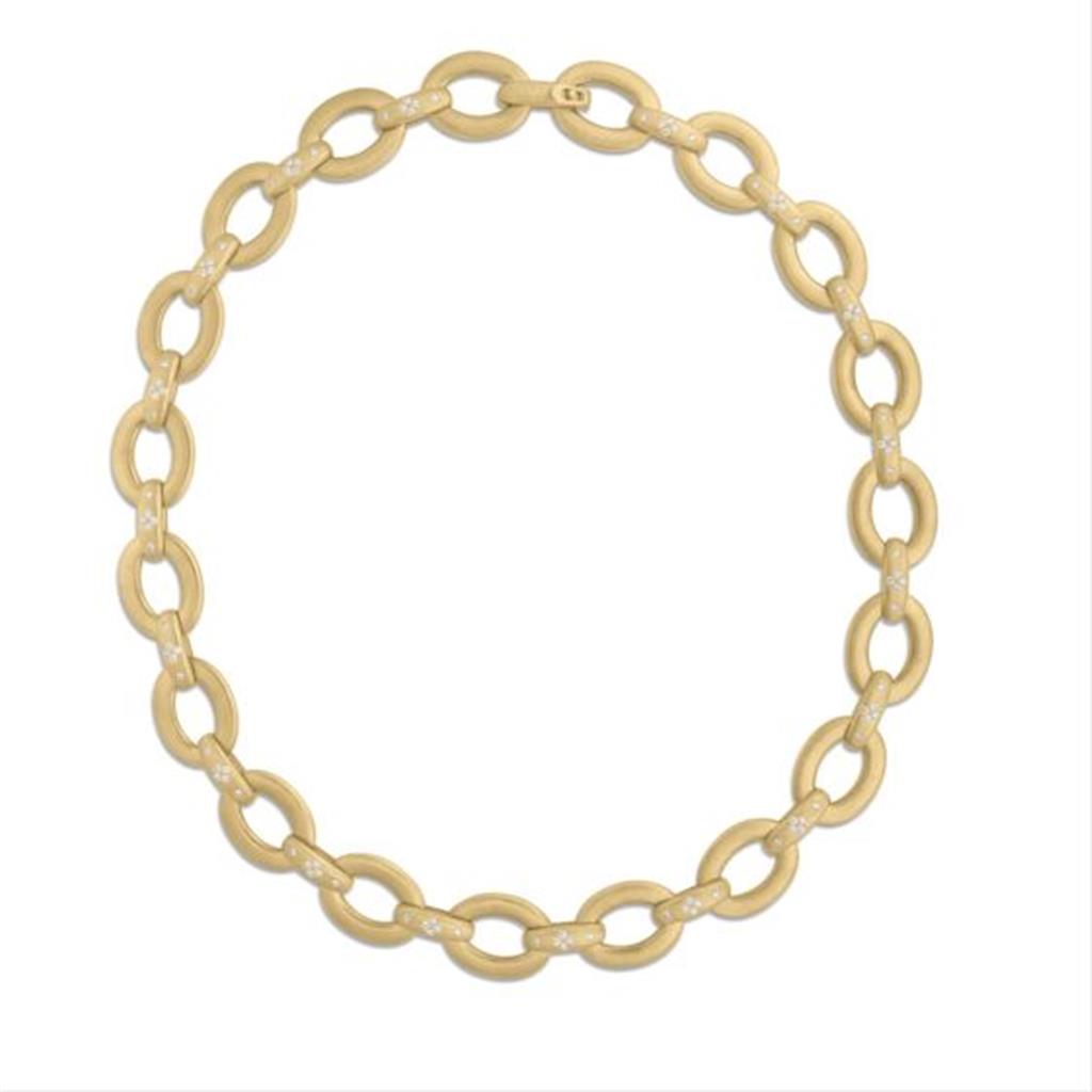 Roberto Coin Gold Duchessa Satin Finish & Diamond Accent Oval Link Collar