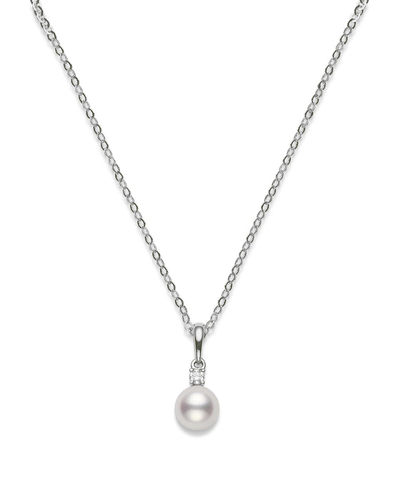 Mikimoto Akoya Cultured Single Pearl & Diamond Pendant