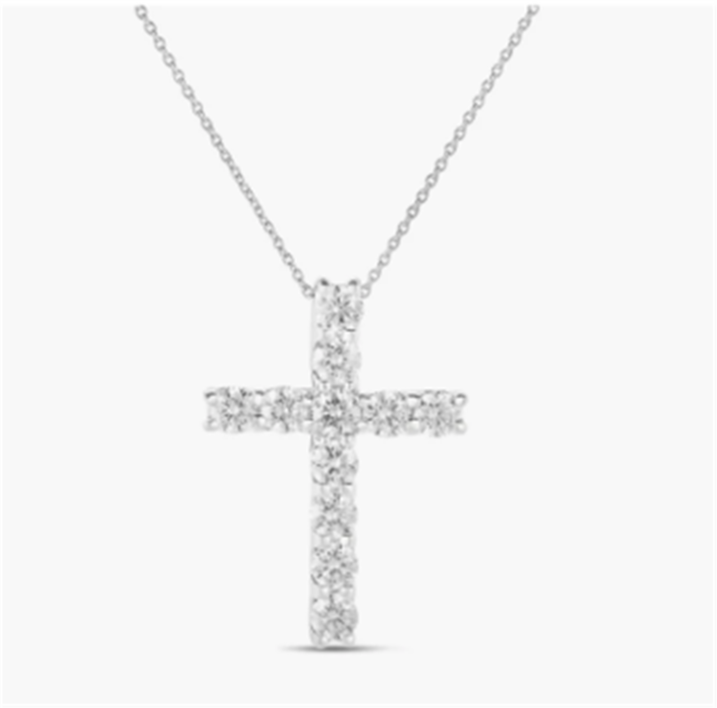 Roberto Coin Classic Diamond Large Square 1.87ct Cross Necklace in18k White Gold
