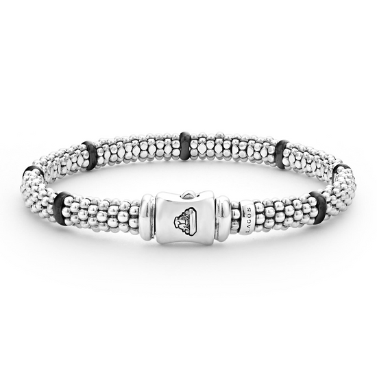 Lagos Black Ceramic Station Caviar Bracelet
