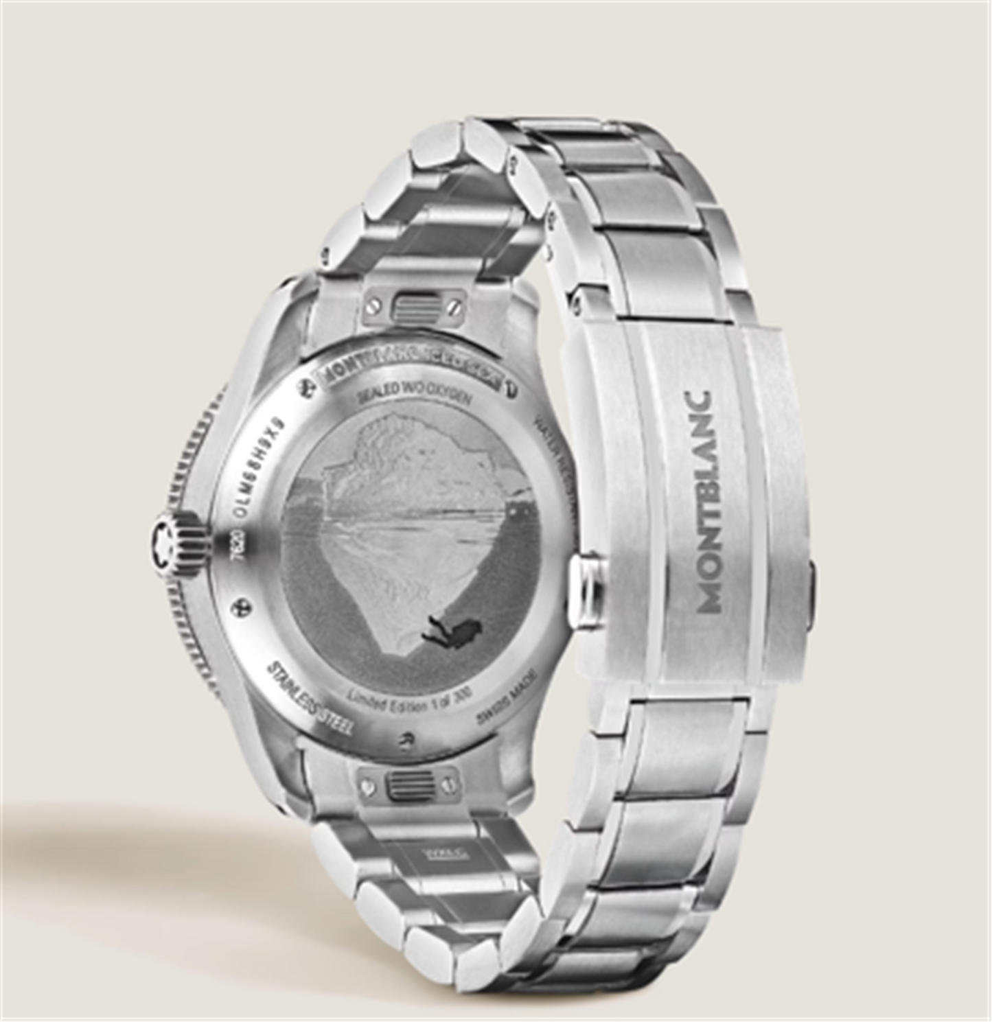 MontBlanc Stainless Steel Iced Sea Automatic Date 0 Oxygen Limited Edition - 300 Pieces