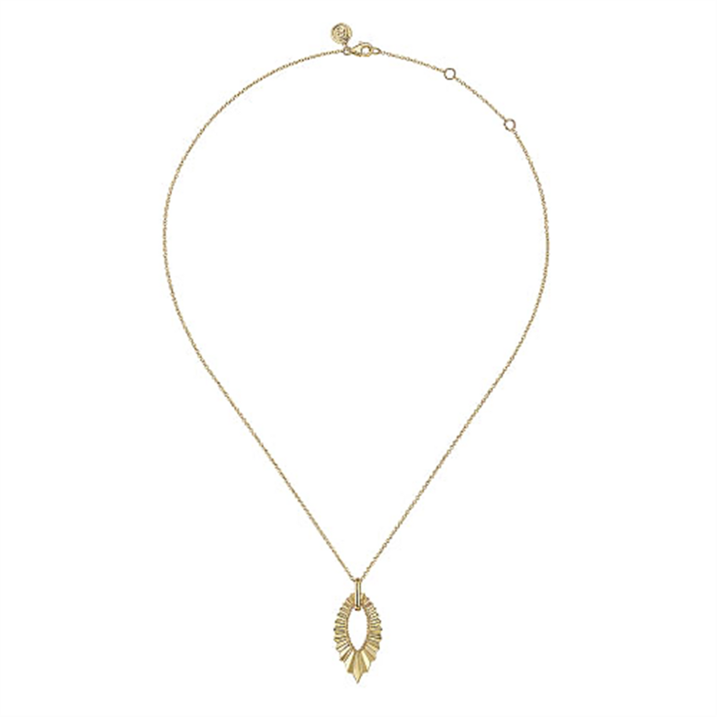 Gabriel & Co. Gold Augmented Marquise Shape Diamond Cut Pendant Necklace