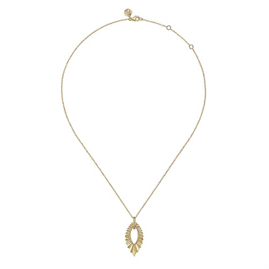 Gabriel & Co. Gold Augmented Marquise Shape Diamond Cut Pendant Necklace