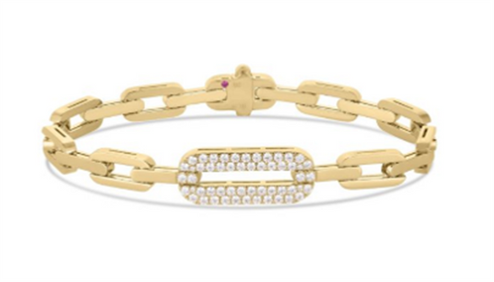 Roberto Coin Navarra Single Large Pave Diamond Link Bracelet in18k Gold