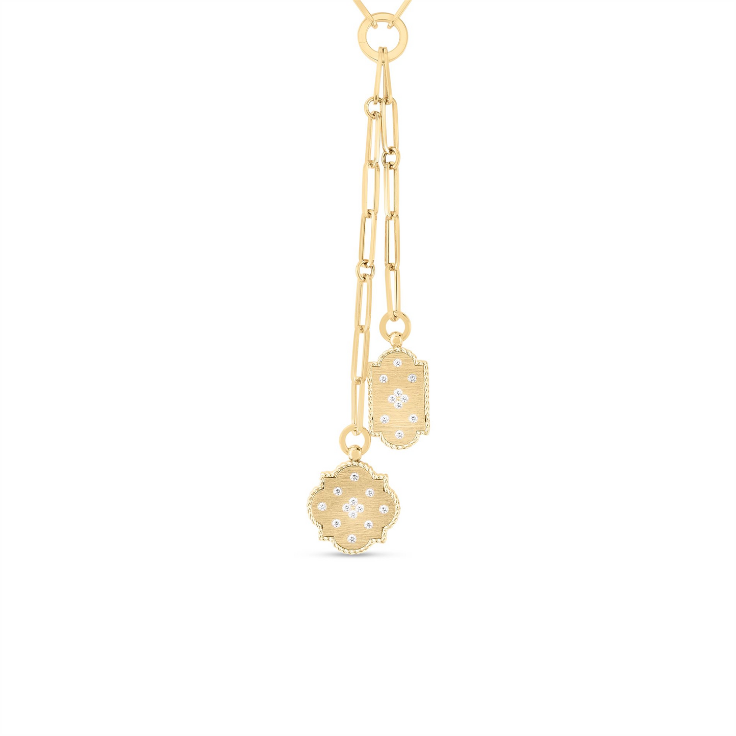 Roberto Coin Gold Venetian Princess Diamond Double Medallion Lariat Necklace