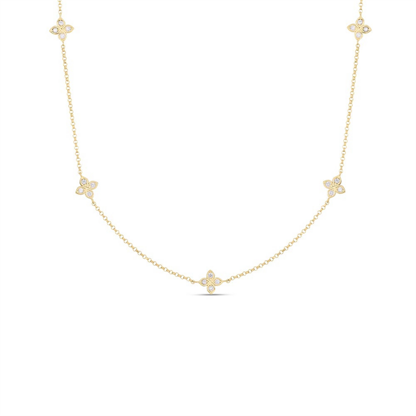 Roberto Coin Love by the Inch 5 Station Diamond Flower Necklace