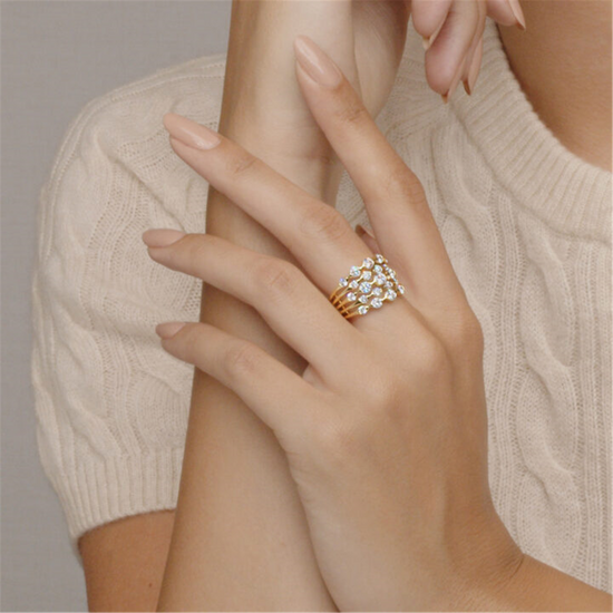 Kwiat Zen Five-Row Ring with Diamonds in 18k Gold