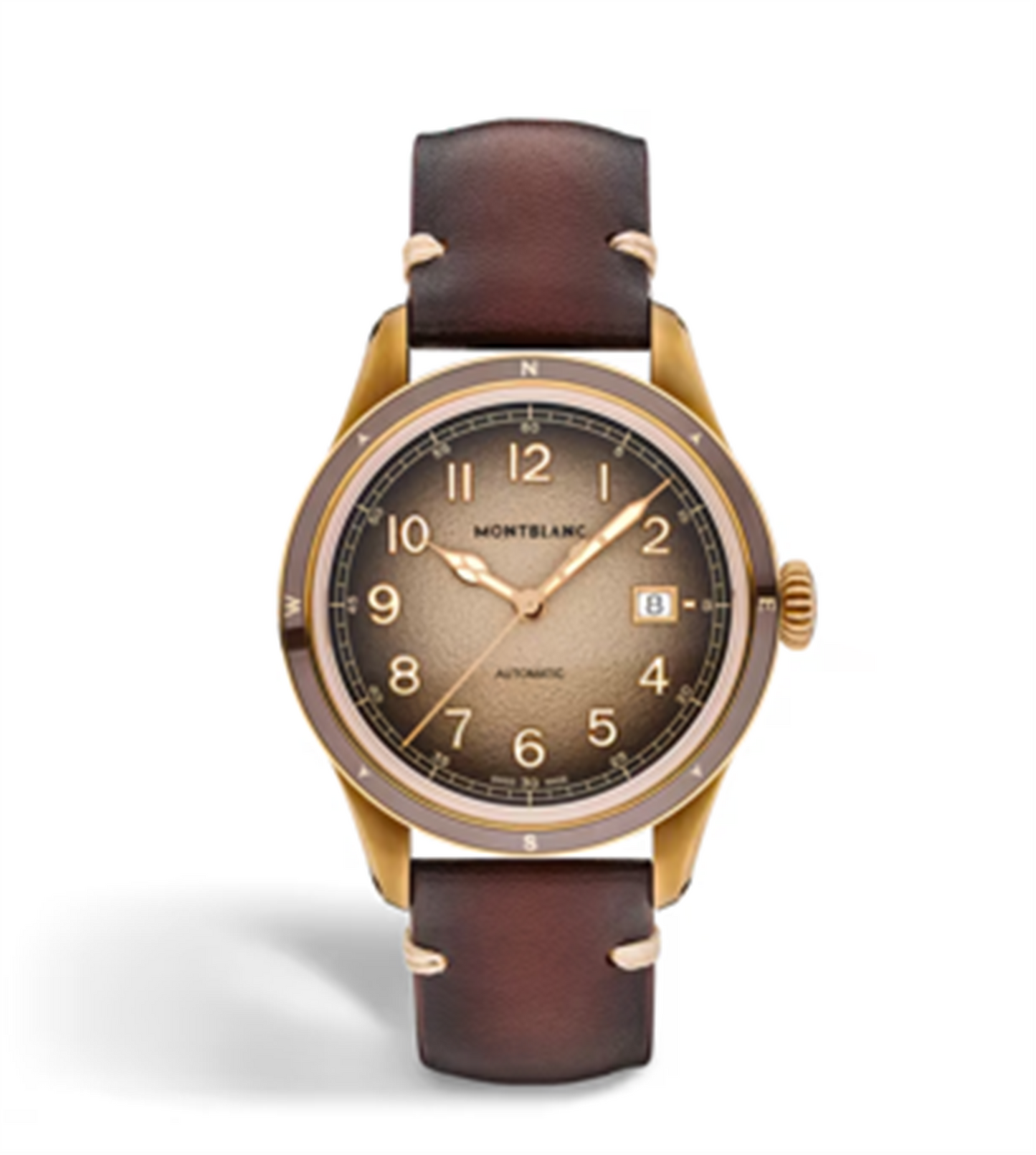 Montblanc Bronze 1858 Automatic Date 0 Oxygen w/ Bronze Dial & Brown Leather Strap - 40 mm