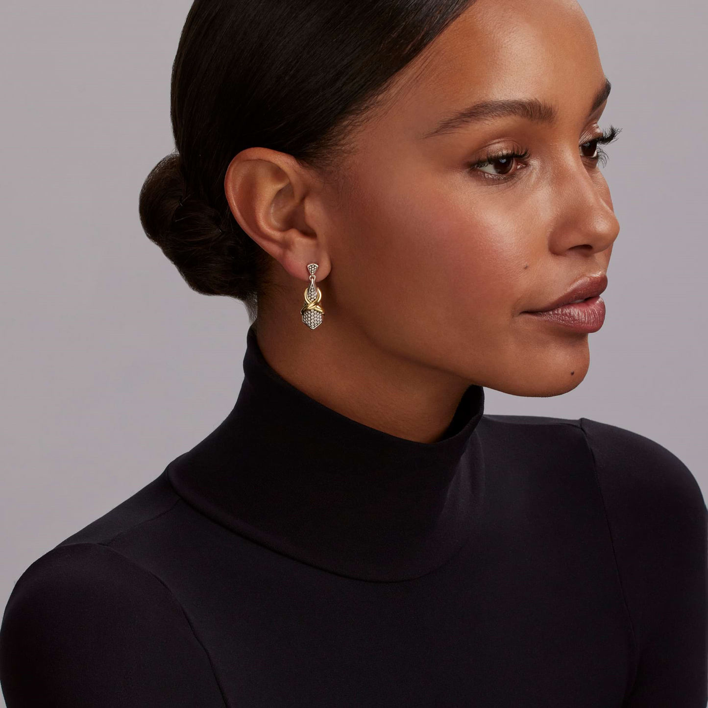 Lagos Two-Tone X Drop Earrings in Sterling Silver and 18k Gold