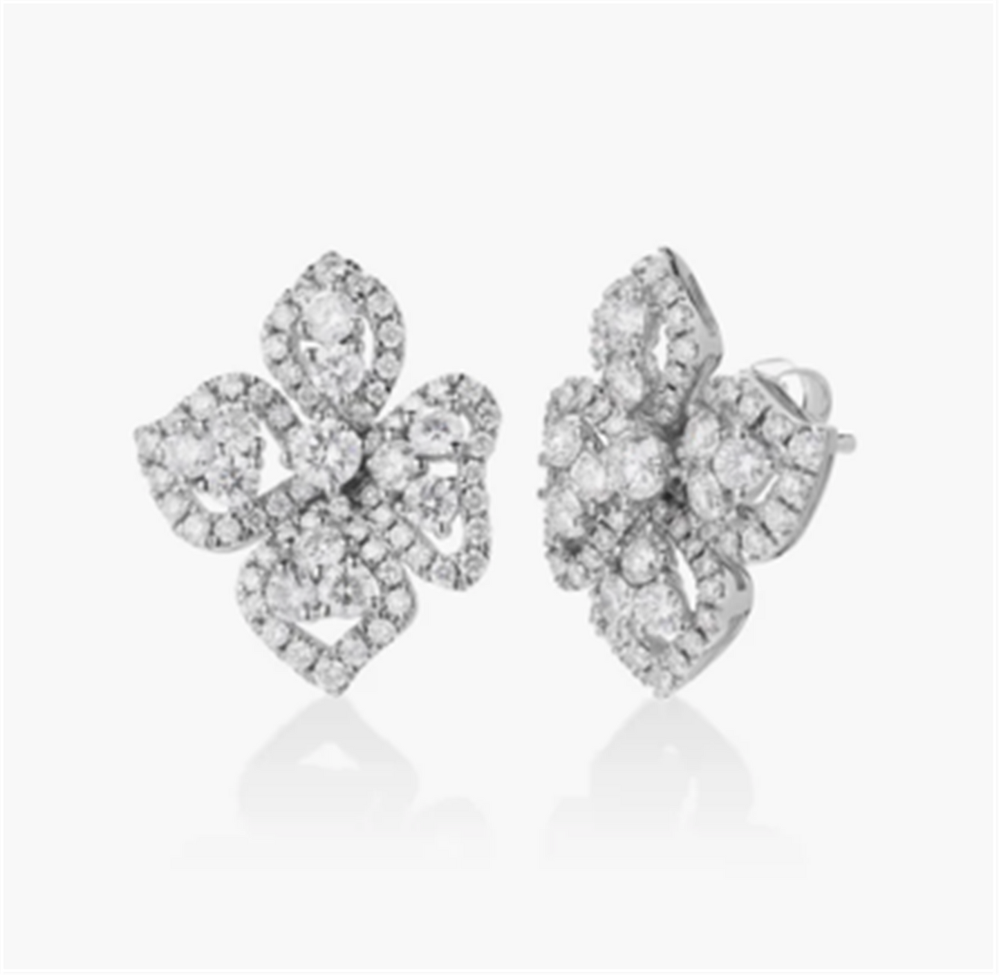 Roberto Coin Classic Diamond Fiore Couture Stud Earrings in 18k White Gold