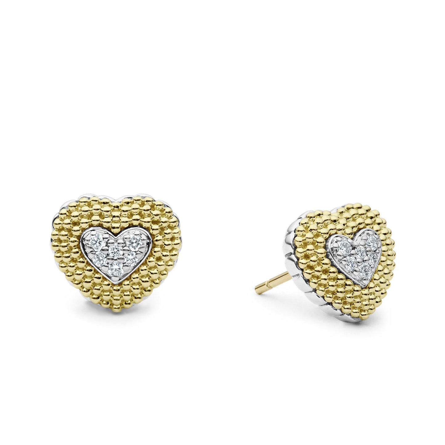 Lagos Diamond Heart Stud Earrings