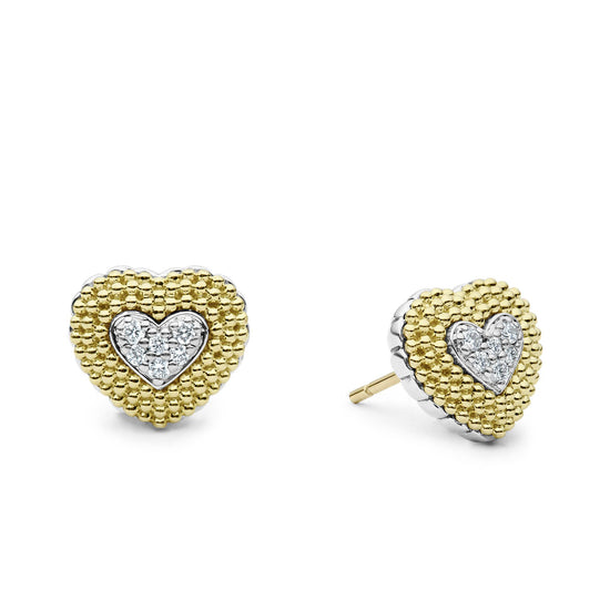 Lagos Diamond Heart Stud Earrings