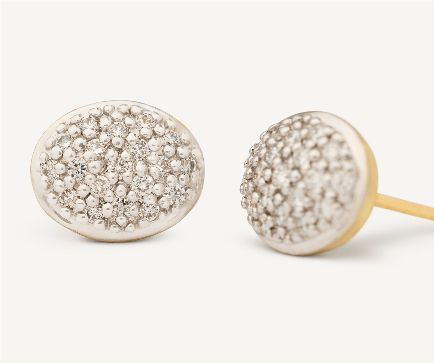 Marco Bicego Siviglia Oval Diamond Pave Stud Earrings in 18k Two-Tone Gold