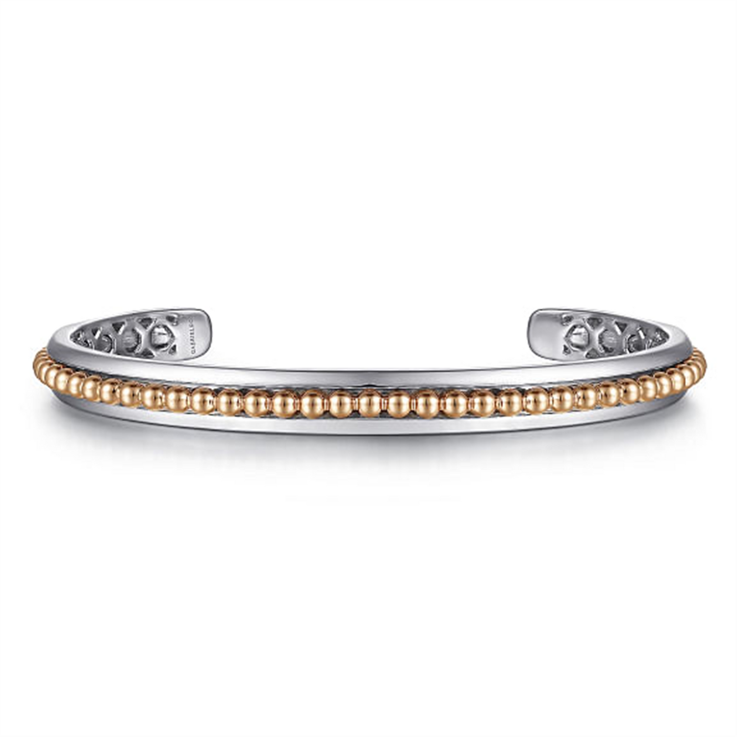 Gabriel & Co. 925 Sterling Silver Open Cuff Bracelet w/ Rose Gold Beads