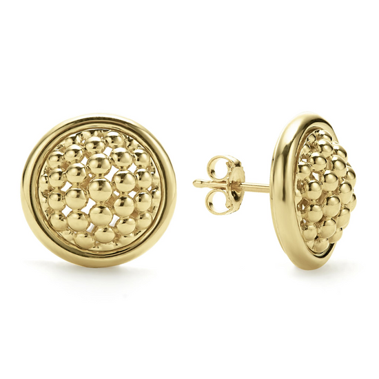Lagos Caviar Stud Earrings in 18k Gold