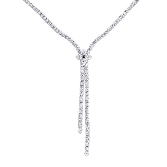 Roberto Coin Love in Verona Diamond Zipper Necklace in 18k White Gold