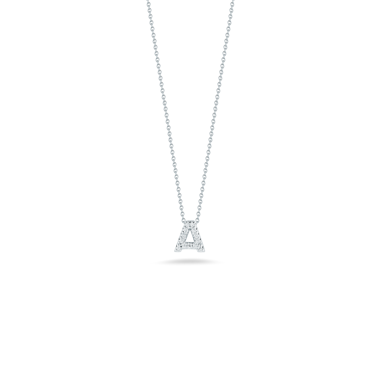 Roberto Coin Diamond Love Letter "A" Necklace in 18k White Gold & 0.06ct Diamonds