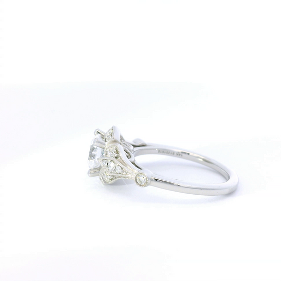 Gabriel & Co. Round Center w/ Milgrain Edge & Diamond Halo