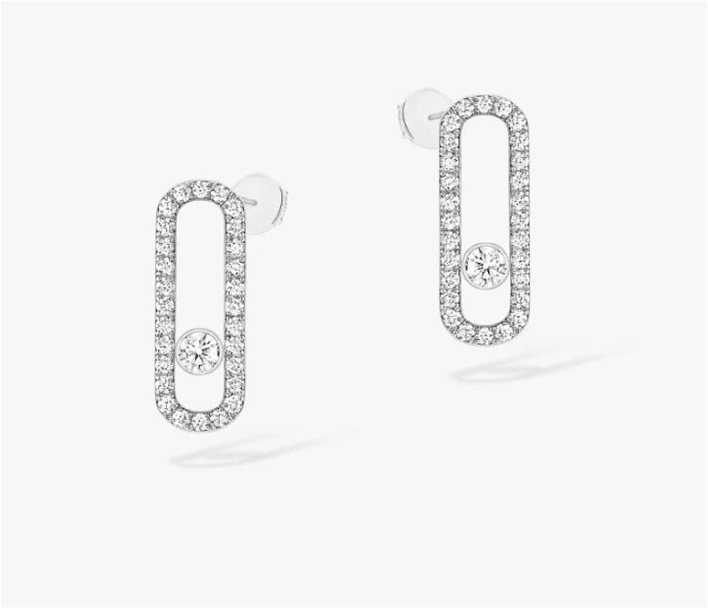 Messika Move Uno Diamond Pavé Earring in 18k White Gold & 2/3ct Diamonds