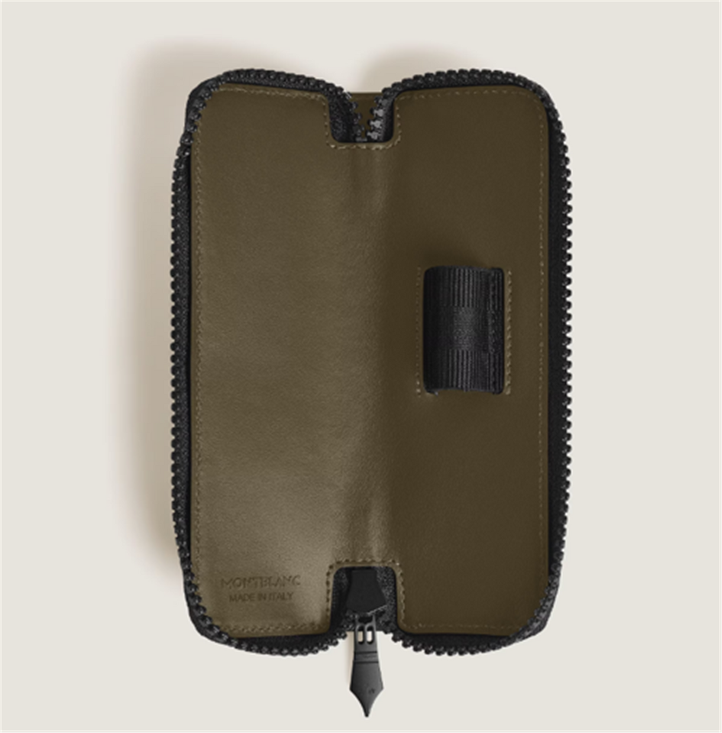 MontBlanc 1-Pen Pouch with zip in Extreme Leather - Khaki