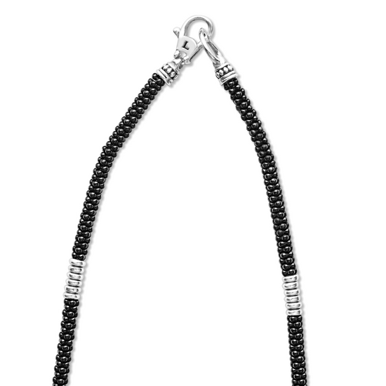 Lagos Black Silver Station Ceramic Beaded Necklace