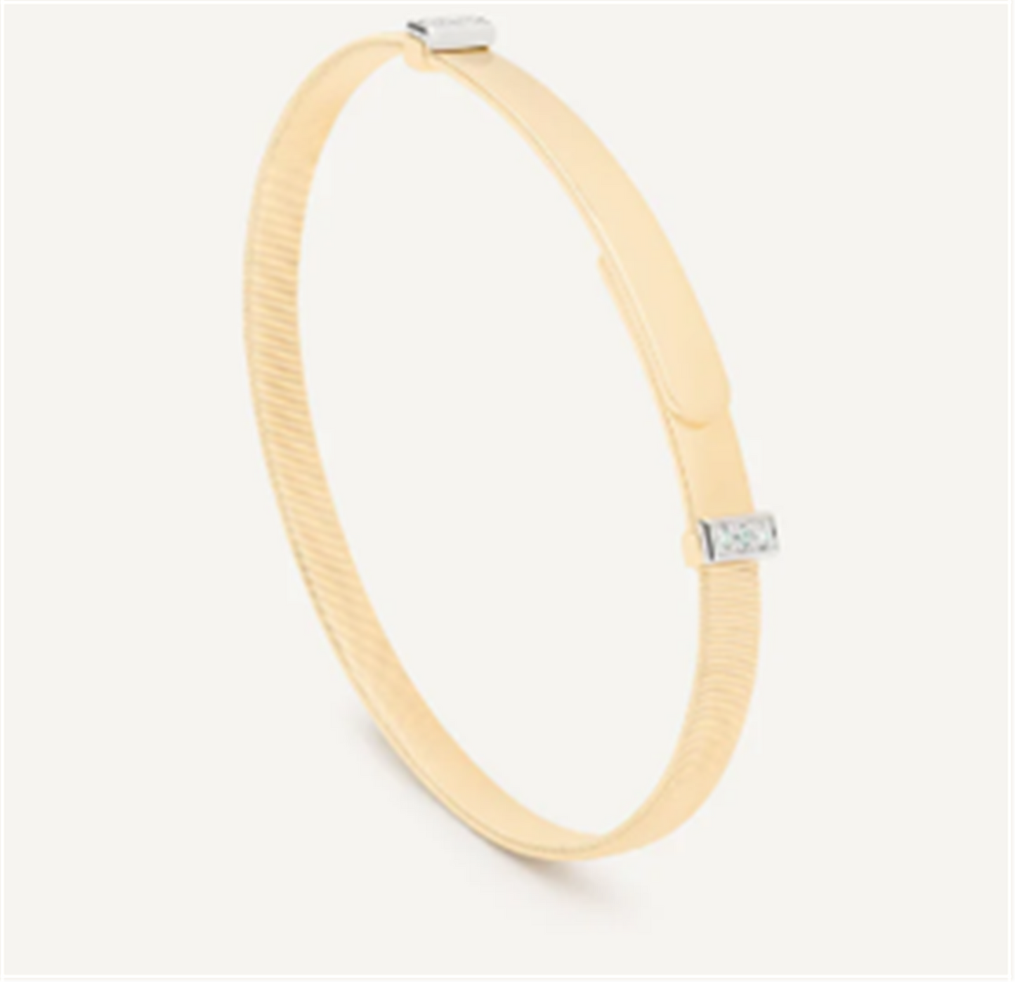 Marco Bicego Thin Coil Bangle Bracelet w/ Diamond Pavé in 18k Gold