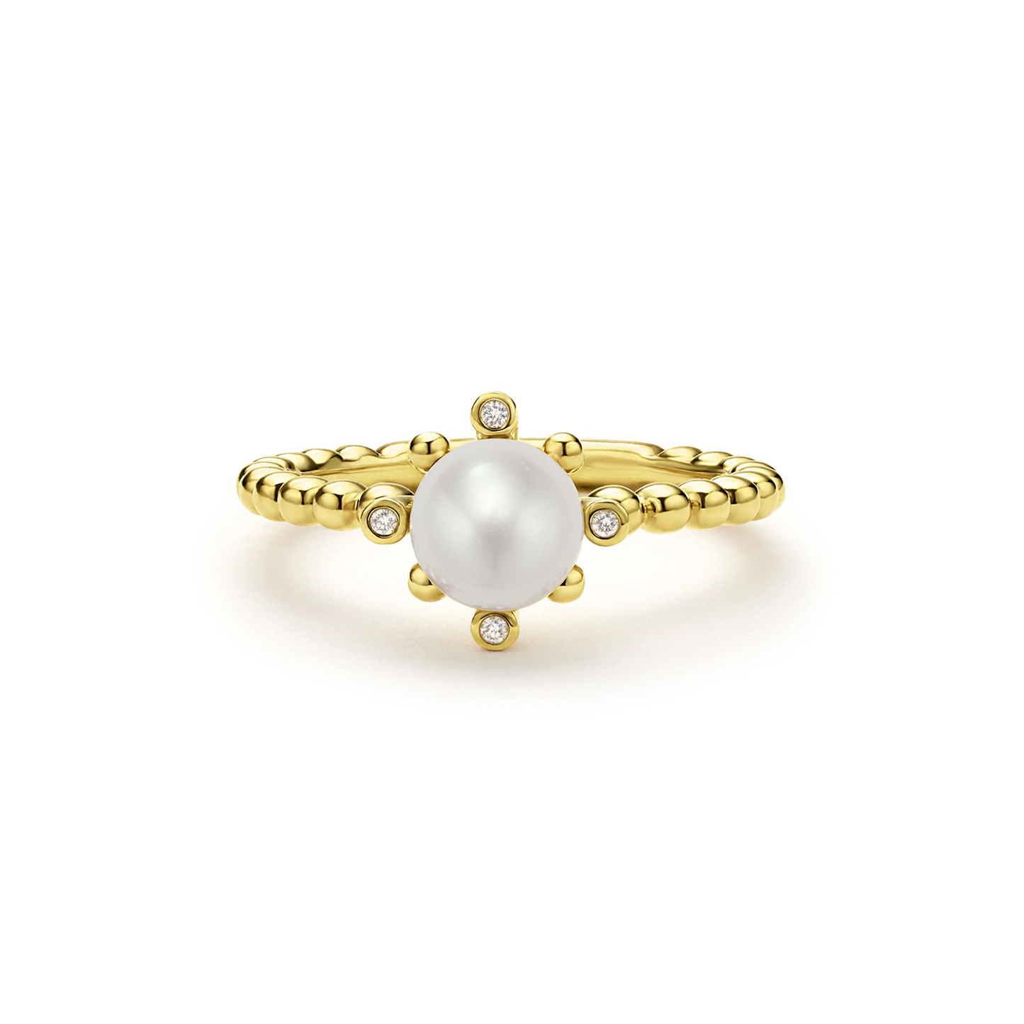 Lagos Fleur Pearl Diamond Ring in 18k Gold