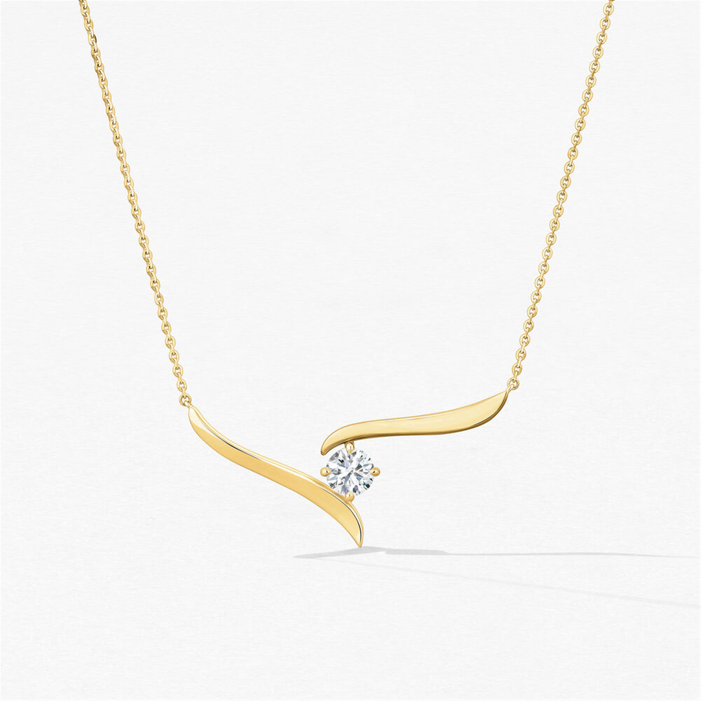 Hearts on Fire 1/2ct Vela Solitaire Diamond Crossover Necklace in 18k Gold