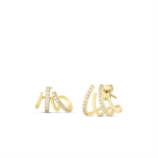 Roberto Coin Diamond Climber Earrings in 18k Gold