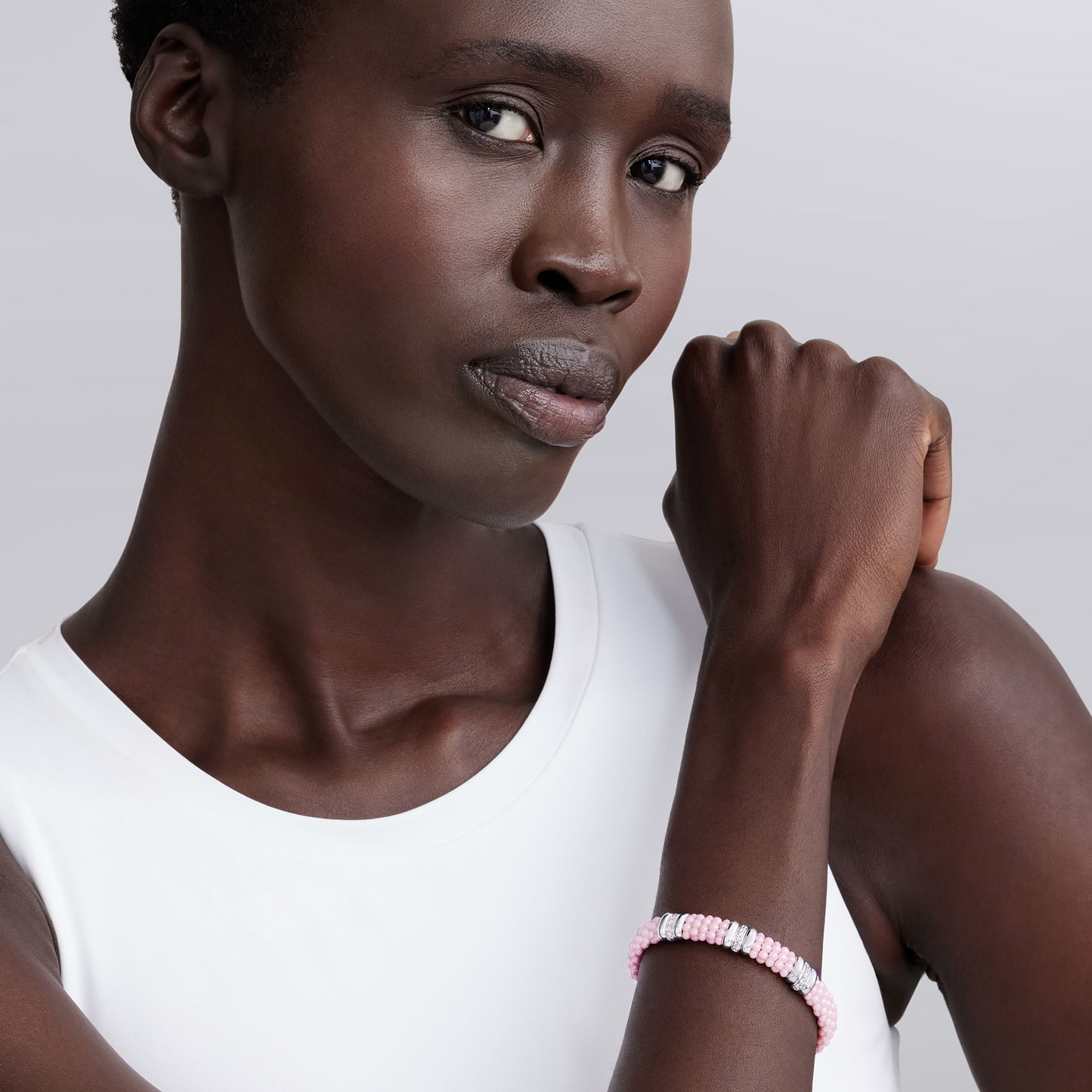 Lagos Pink Three Station Diamond Caviar Bracelet