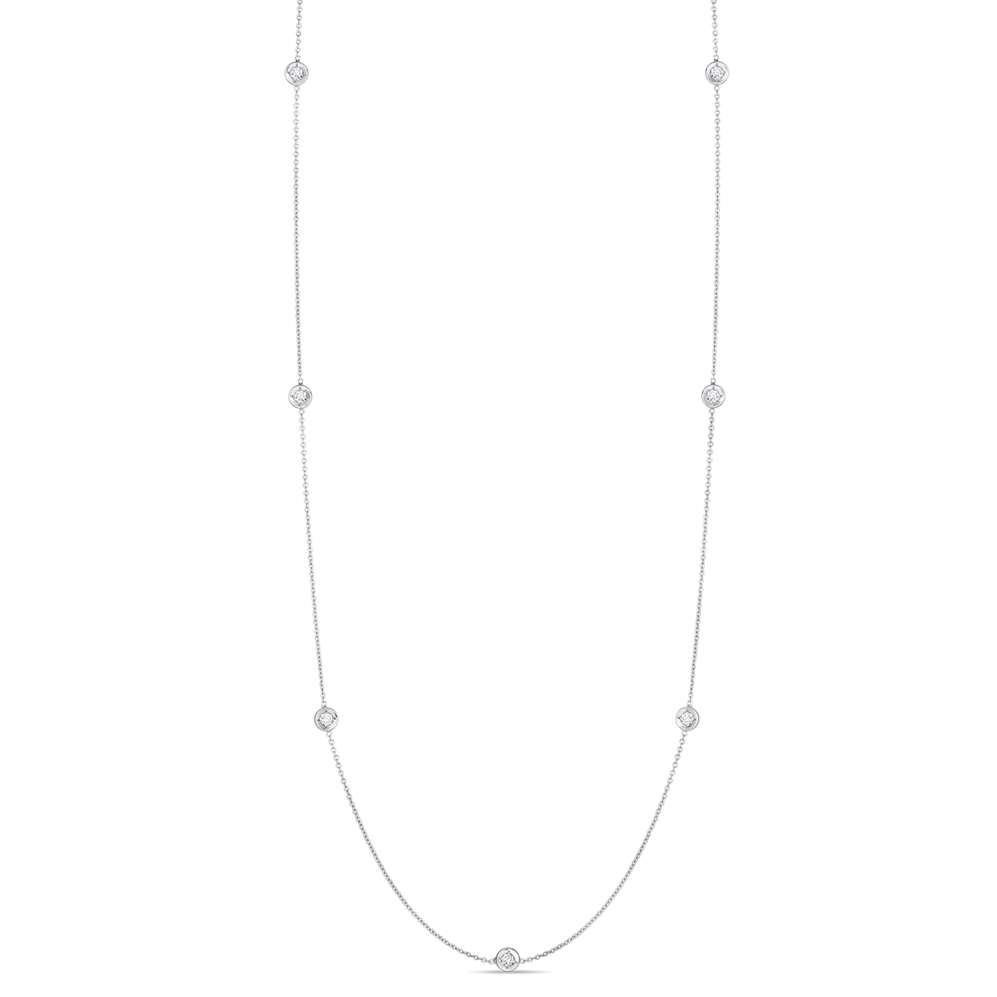 Roberto Coin Diamonds by the Inch 7 Station Necklace in 18k White Gold & 1/3ct Diamonds