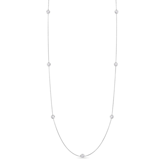 Roberto Coin Diamonds by the Inch 7 Station Necklace in 18k White Gold & 1/3ct Diamonds