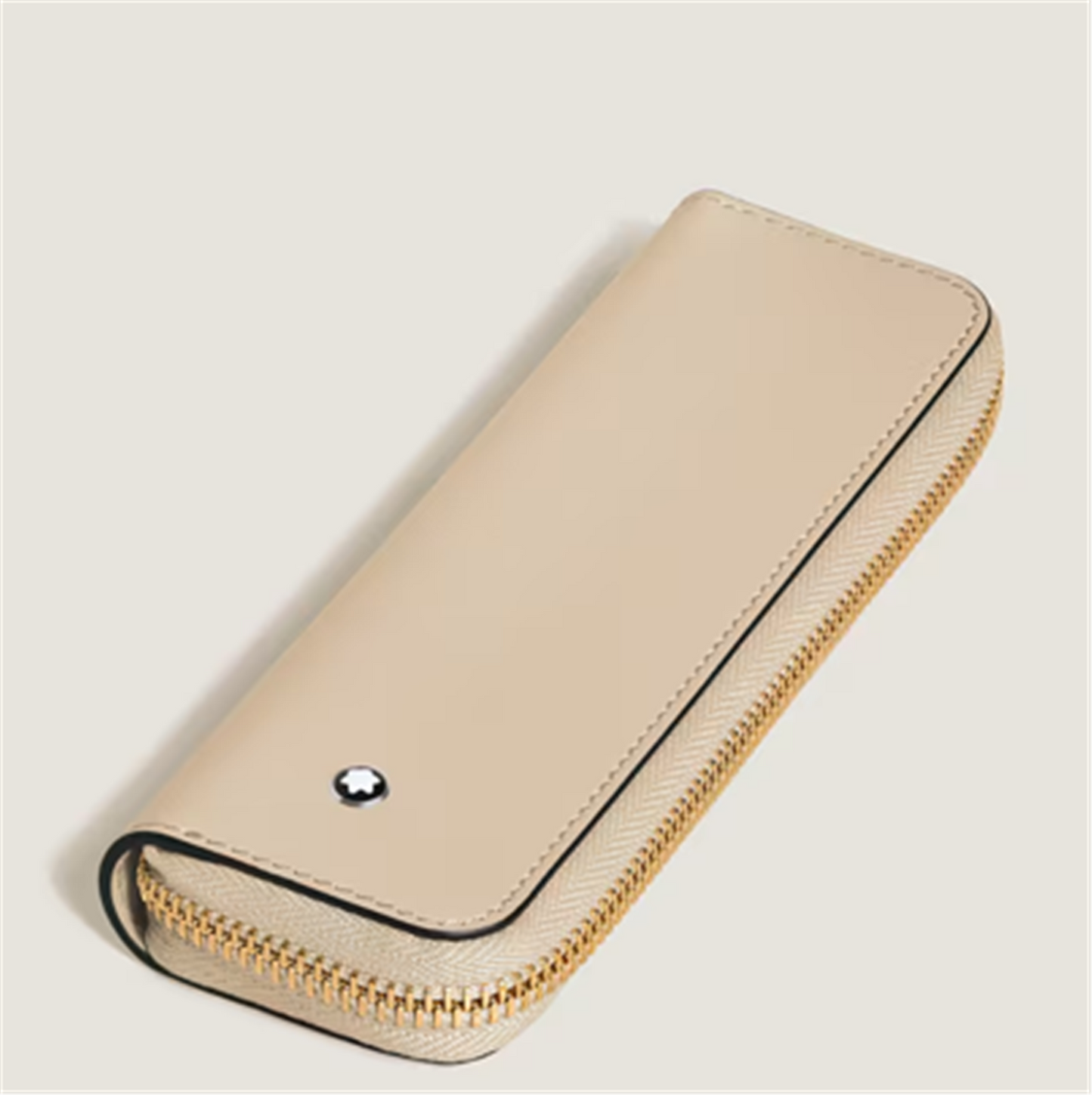 Montblanc 1-Pen Pouch w/ Zip in Cloudy Beige Meisterstück Leather