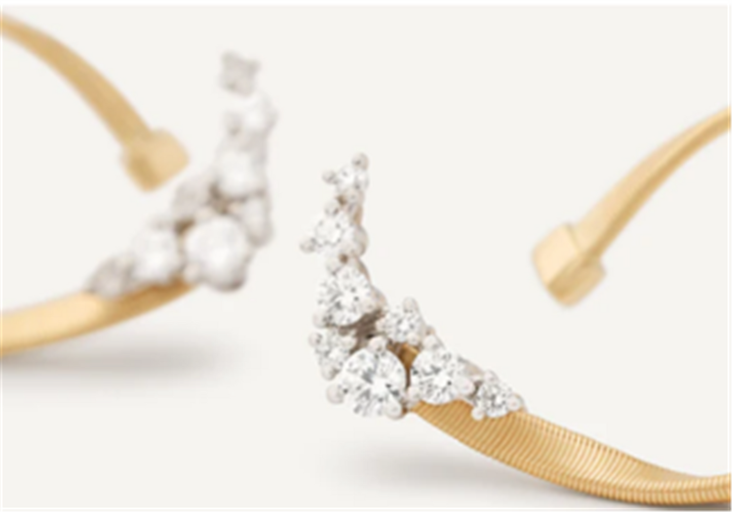 Marco Bicego Marrakech Open Hoop w/Diamond Clusters Earrings in 18k Two-Tone Gold