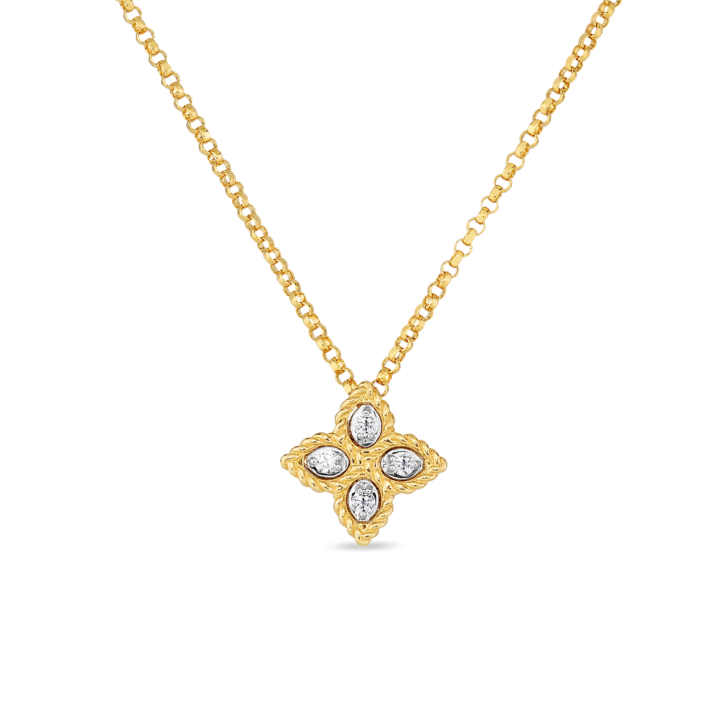 Roberto Coin Princess Flower Gold Small Diamond Pendant